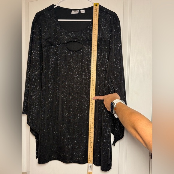 Cato Black Sparkle Keyhole Blouse - Picture 3 of 8